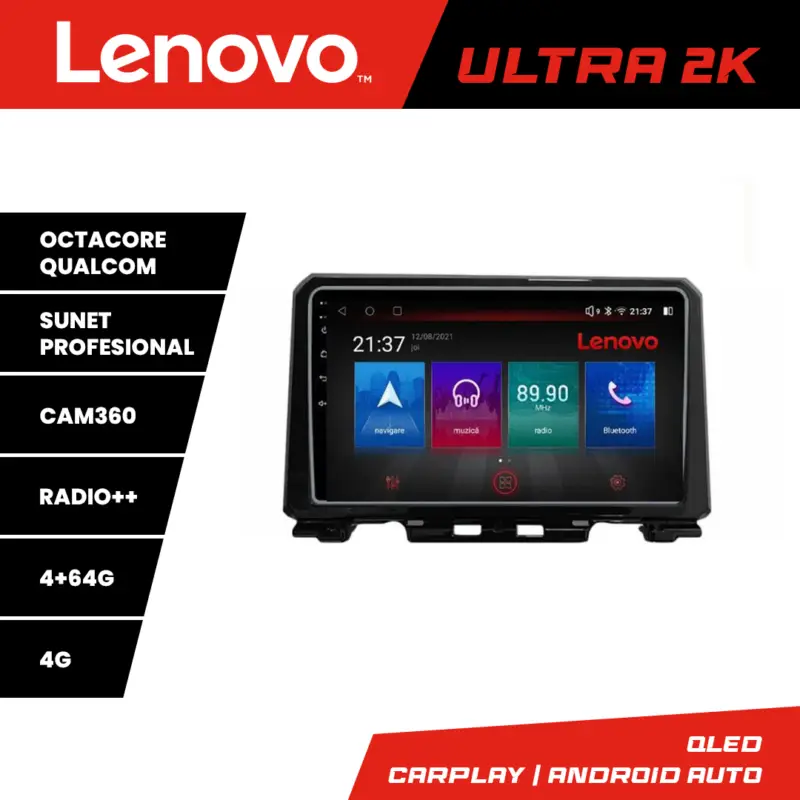 Comandă acum Navigație Android Lenovo pentru Suzuki Jimny 2018+ QLED 4GB RAM 64GB 360
