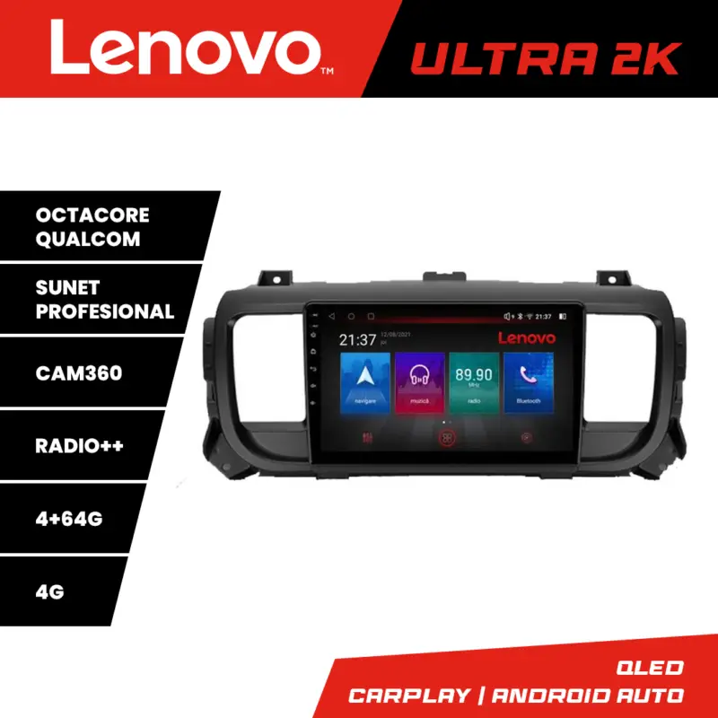 Navigatie Android QLED 4+64GB pentru Citroen Jumpy, Proace, Traveller Livrare rapidă