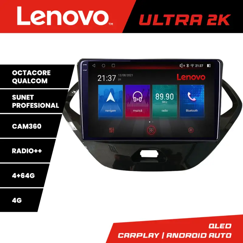 Navigație Android Ford KA 2015-2020 QLED 4GB+64GB GPS 4G Lenovo Ieftin
