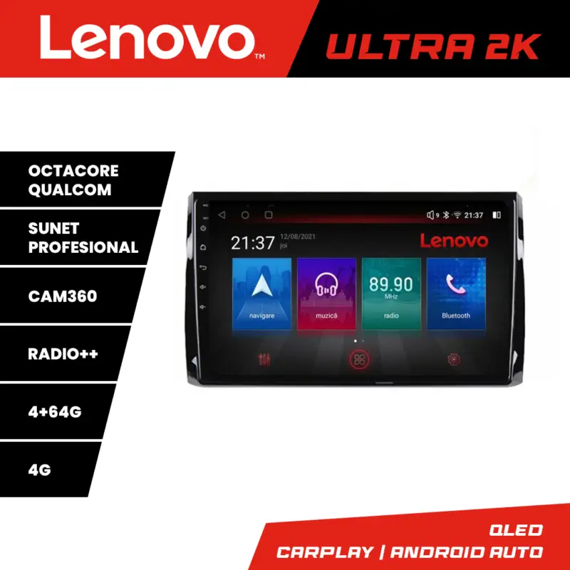 Reducere specială Navigație Android Lenovo pentru Skoda Kodiaq, QLED, 8 core, 4GB+64GB