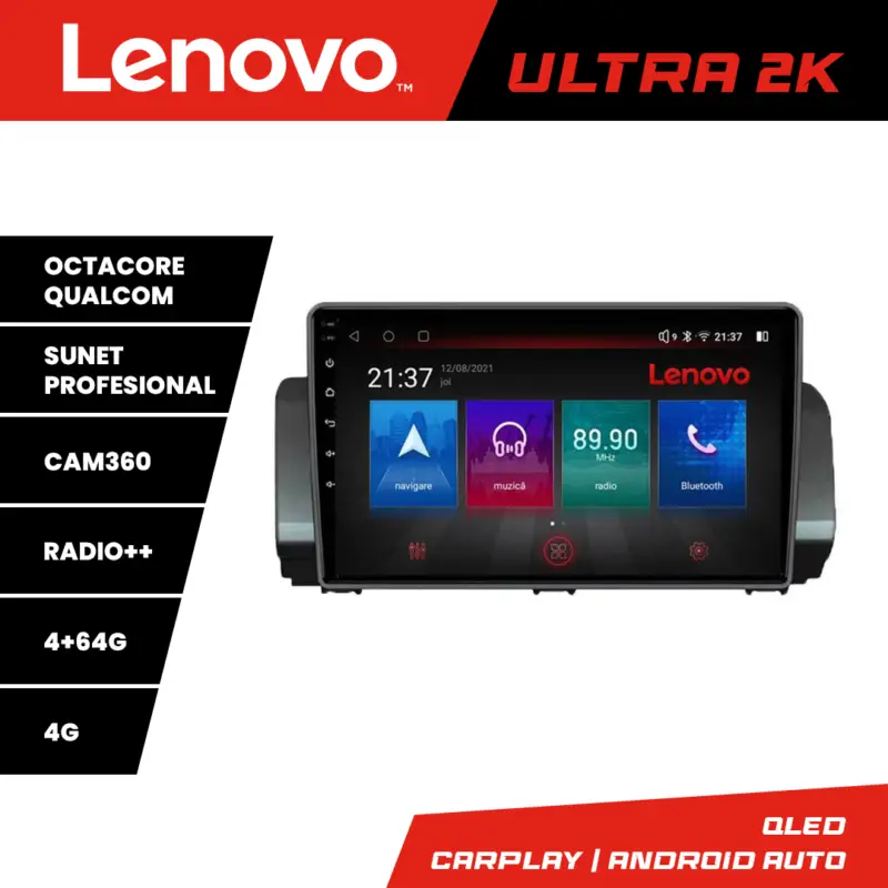 Plată securizată Navigație Android Dacia Logan Sandero Jogger 2021+ QLED 4+64GB Lenovo
