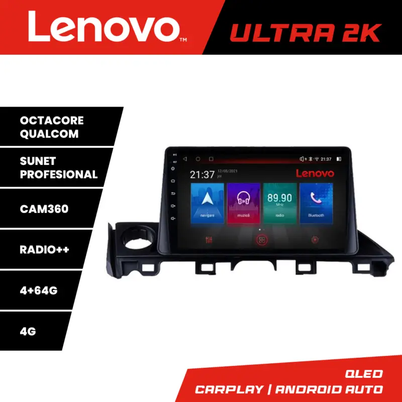 Super ofertă Navigație Android Mazda 6 2018+ Lenovo QLED 4GB RAM 64GB 360