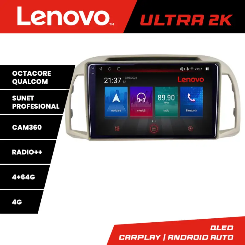 Navigație Android Nissan Micra 2002-2010 QLED 4GB+64GB 4G GPS 360 Cumpără acum