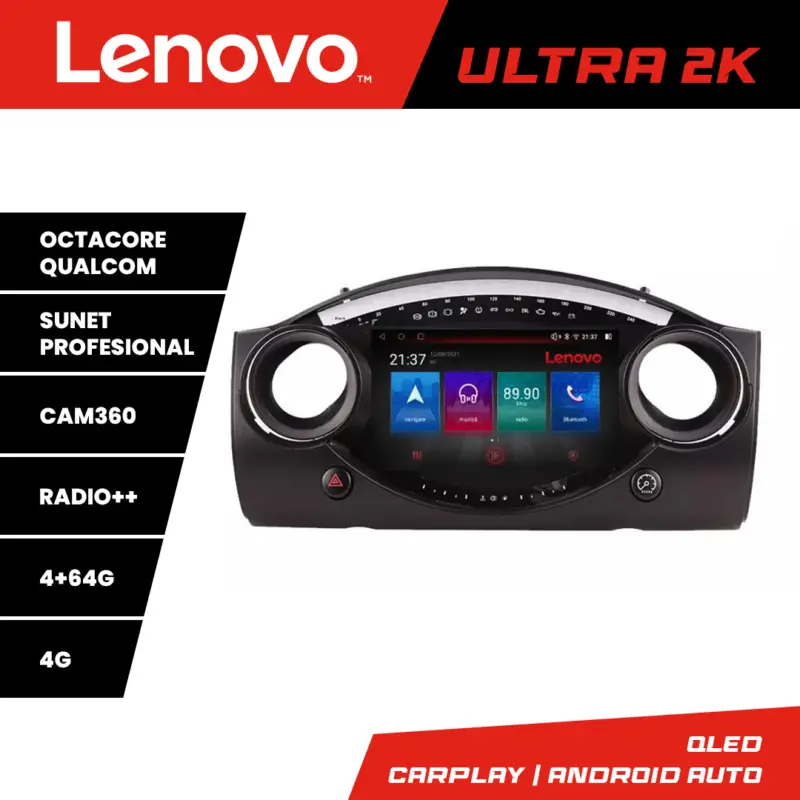 Navigație Android Mini Cooper 2004-2006 QLED 4+64GB GPS 4G Lenovo Chilipir