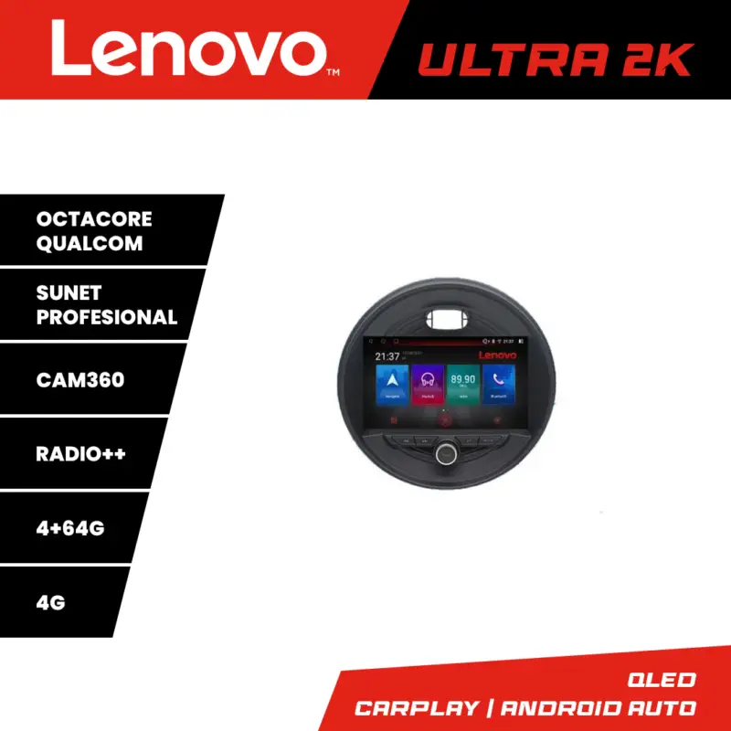 Navigație Android Mini Cooper 2015-2019 QLED 4GB+64GB 4G Lenovo Bestseller