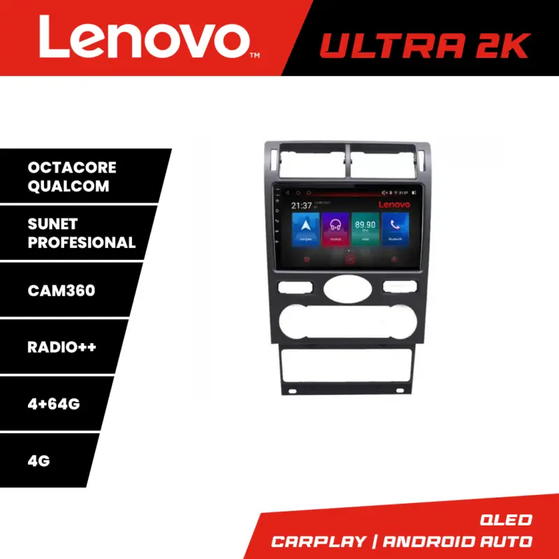 Navigatie Android Ford Mondeo 2004-2007 QLED 4GB+64GB 4G GPS Lenovo Expediere rapidă