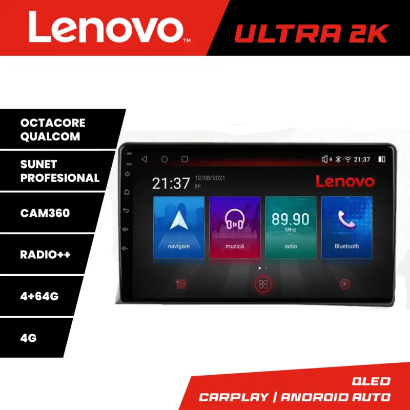 Ofertă Navigație Android Lenovo QLED 4+64 pentru VW Multivan 2003-2015