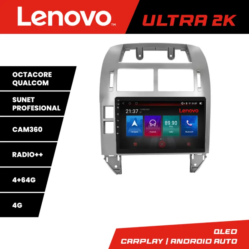 Navigatie Android VW Polo 2004-2011 QLED 4GB+64GB 4G GPS CarPlay Lenovo Popular