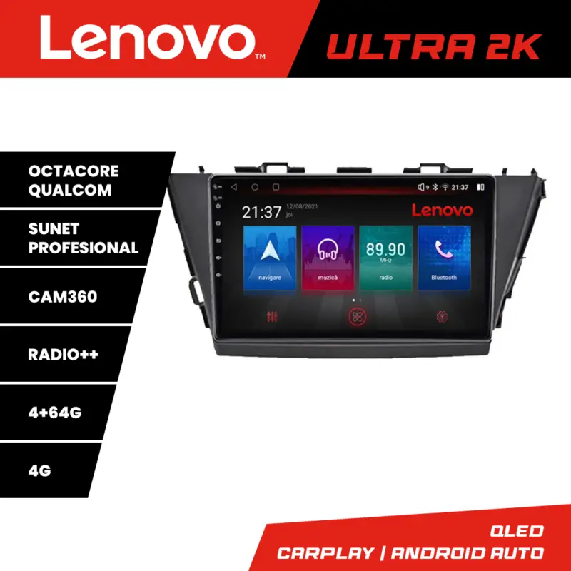 Navigație Android Toyota Prius 5 Plus 2012-2020 QLED 4+64GB 360 Lenovo Doar azi