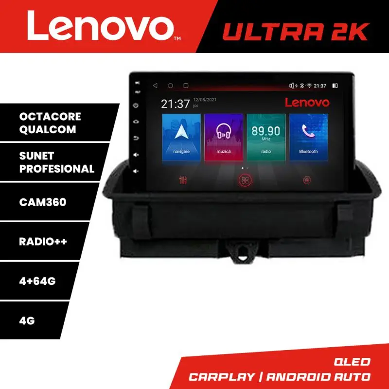 Navigație Audi Q3 2011-2018 Android QLED 4+64GB CarPlay GPS Lenovo Livrare gratuită