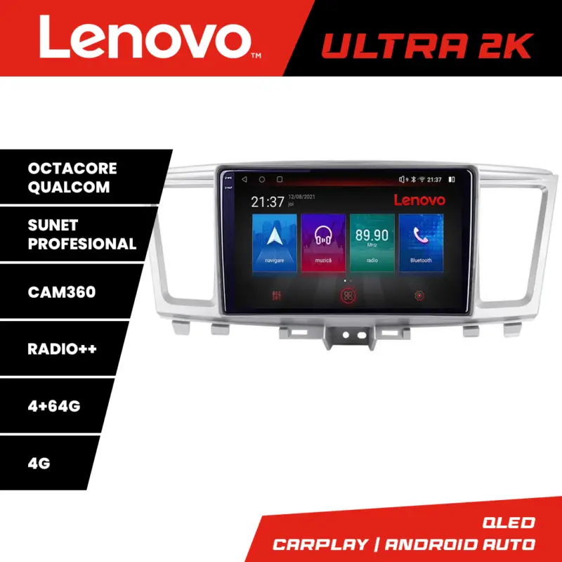 Navigație Android Infiniti QX60 2014-2020 QLED 4+64GB GPS 360 Lenovo Lichidare de stoc