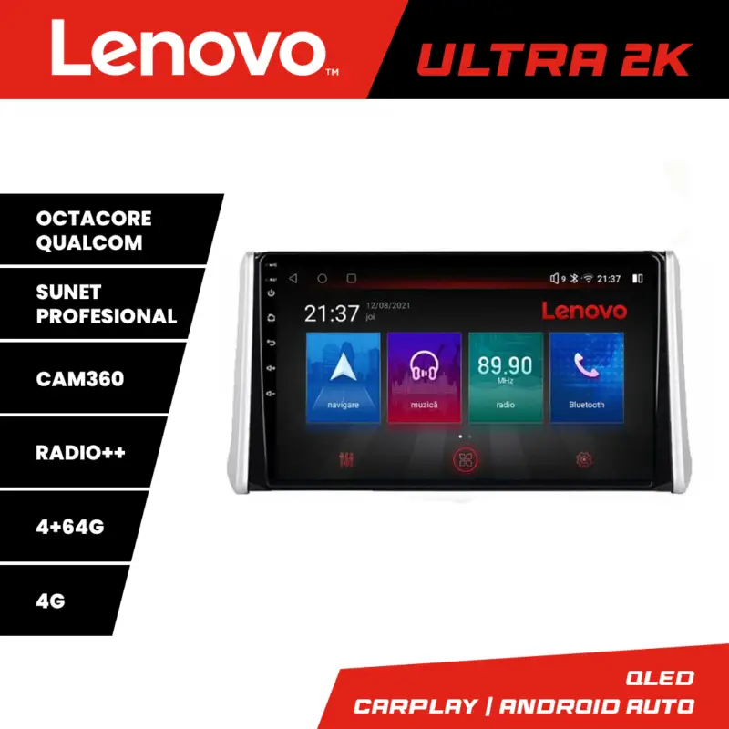 Reduceri Navigație Toyota RAV4 2018+ Lenovo Ultra 2K QLED, 4GB+64GB, 8 nuclee