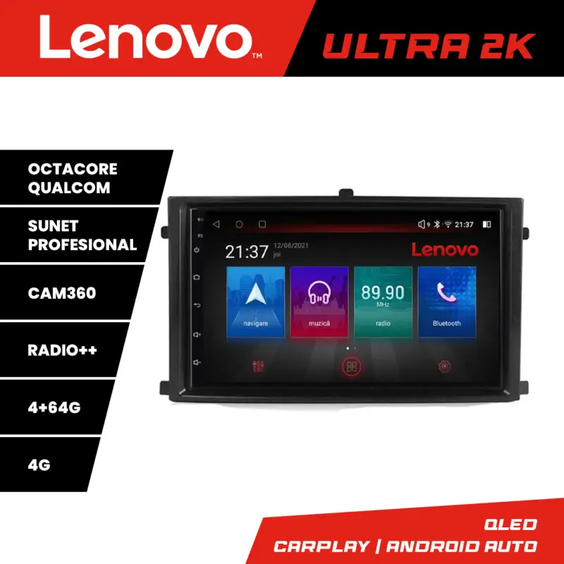 Navigație Android SsangYong Rexton 2019+ Lenovo QLED 4+64GB 360 Cel mai vândut