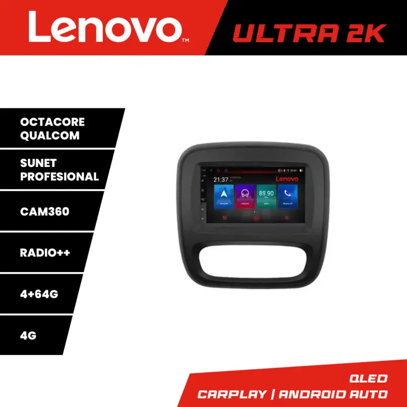 Navigatie Renault Trafic 2014-2018 Lenovo QLED 4GB+64GB Android 360 Ieftin