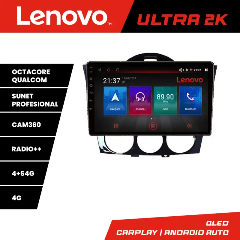 Navigatie Mazda RX-8 2008-2011 Android QLED 4+64GB GPS 360 Lenovo Disponibil imediat