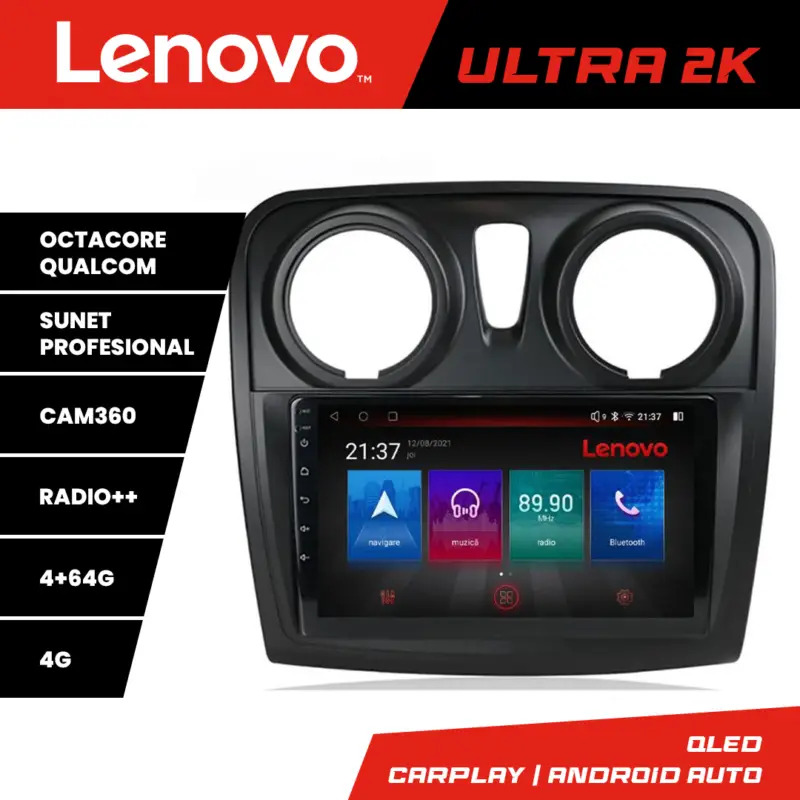 Super ofertă Navigație Dacia Sandero Logan 2012-2020 Lenovo QLED 4+64GB Android