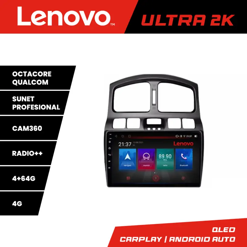 Transport gratuit Navigatie Android Hyundai Santa Fe 2000-2006 QLED 4GB+64GB GPS Lenovo