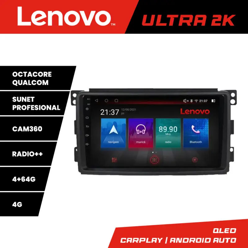 Navigatie auto Smart ForTwo/ForFour 2005-2010 Lenovo QLED 4+64GB Android Preț redus