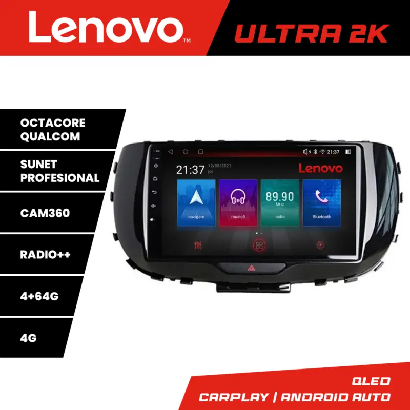 Navigatie Android Lenovo pentru Kia Soul 2020+ QLED 4GB RAM 64GB Ofertă de sezon