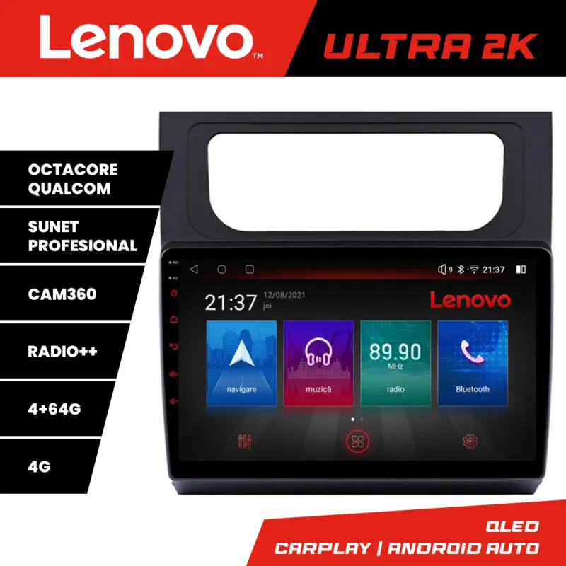 Navigație Android VW Touran 2010-2016 Lenovo QLED 4GB+64GB 8 Core Plată securizată