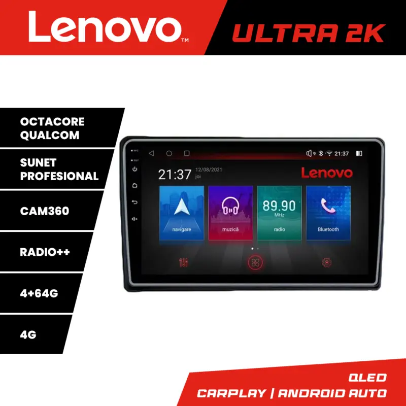 Navigație Android Lenovo QLED 4+64 pentru Ford Transit, Focus, Kuga Plată securizată