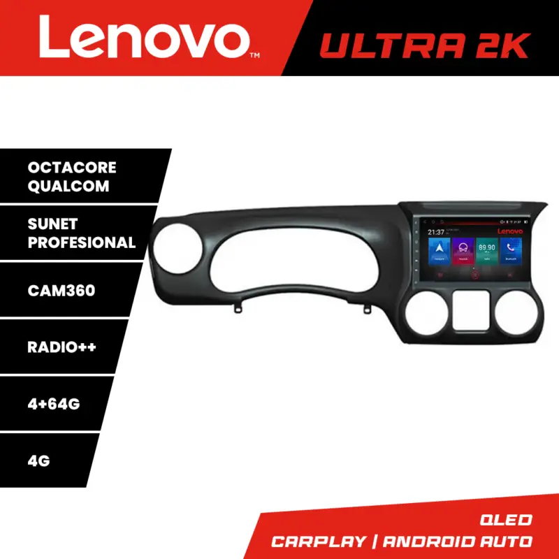 Lichidare de stoc Navigație Jeep Wrangler 2014-2016 Android QLED 4GB+64GB 4G GPS Lenovo