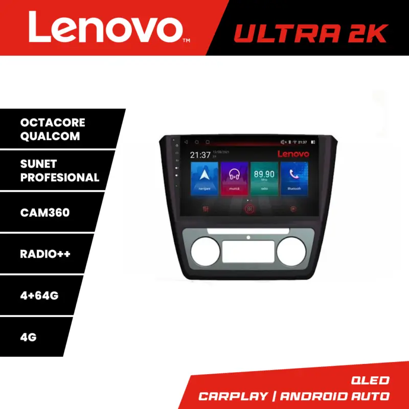 Navigatie Android Skoda Yeti 2009-2014 Lenovo QLED 4+64GB 8 Core Preț promoțional