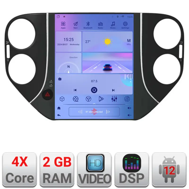 Ieftin Navigație Tesla VW Tiguan 2007-2012 cu Android 12, CarPlay, GPS și 2GB RAM