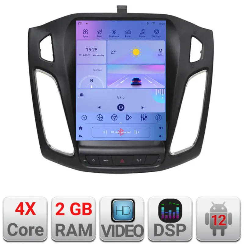 Navigație Ford Focus 3 tip Tesla cu GPS, CarPlay, Android Auto, 2GB+32GB Cumpărături sigure