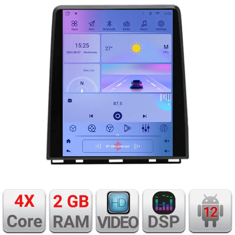 Navigație tip Tesla pentru Hyundai Santa Fe 2006-2012, 2GB RAM, 32GB, CarPlay Plată securizată