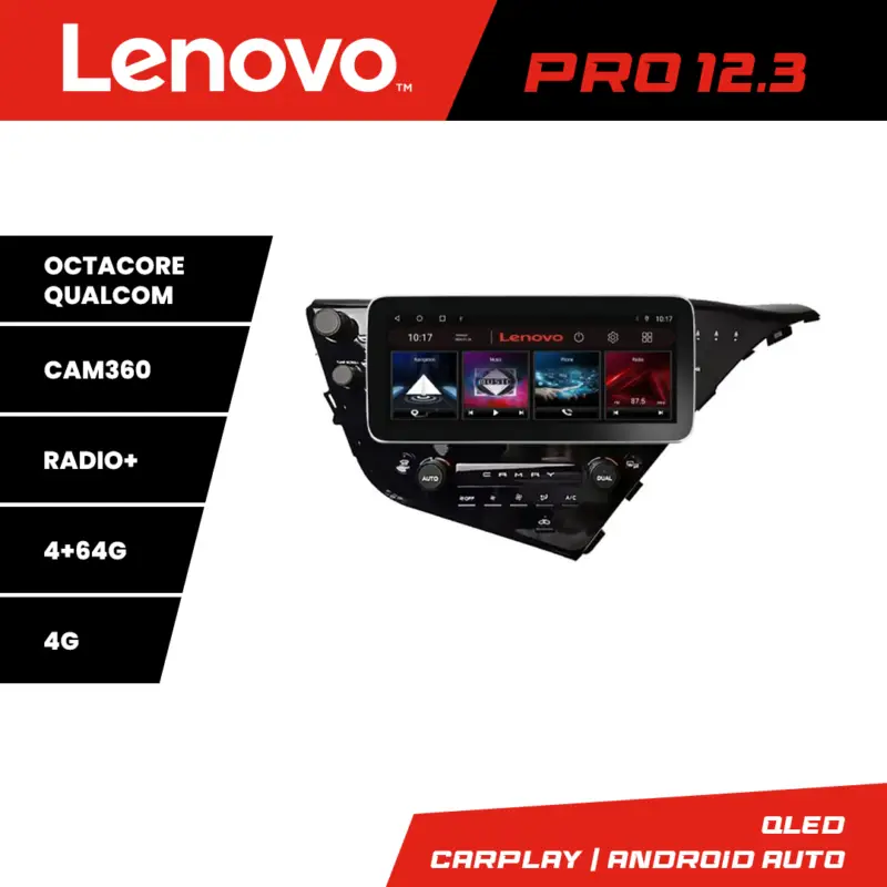 Ofertă specială Navigatie Toyota Camry 2017-2021 Lenovo Pro 12.3 QLED 4GB+64GB 4G DSP
