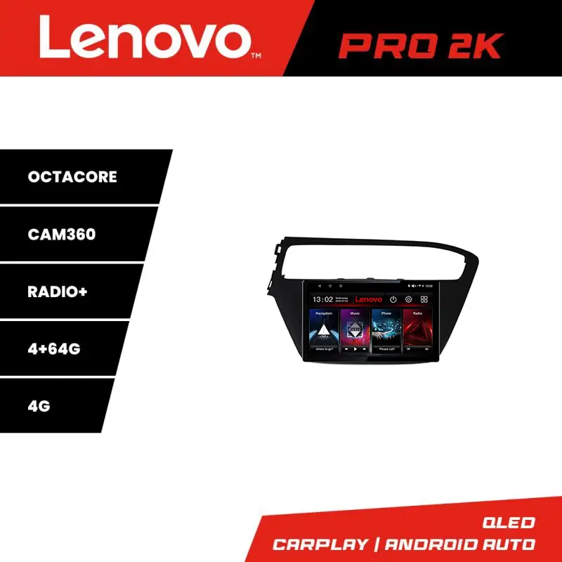 Ofertă specială Navigație Hyundai i20 2014-2019 Lenovo QLED 2K, 8 core, 4GB+64GB, 360