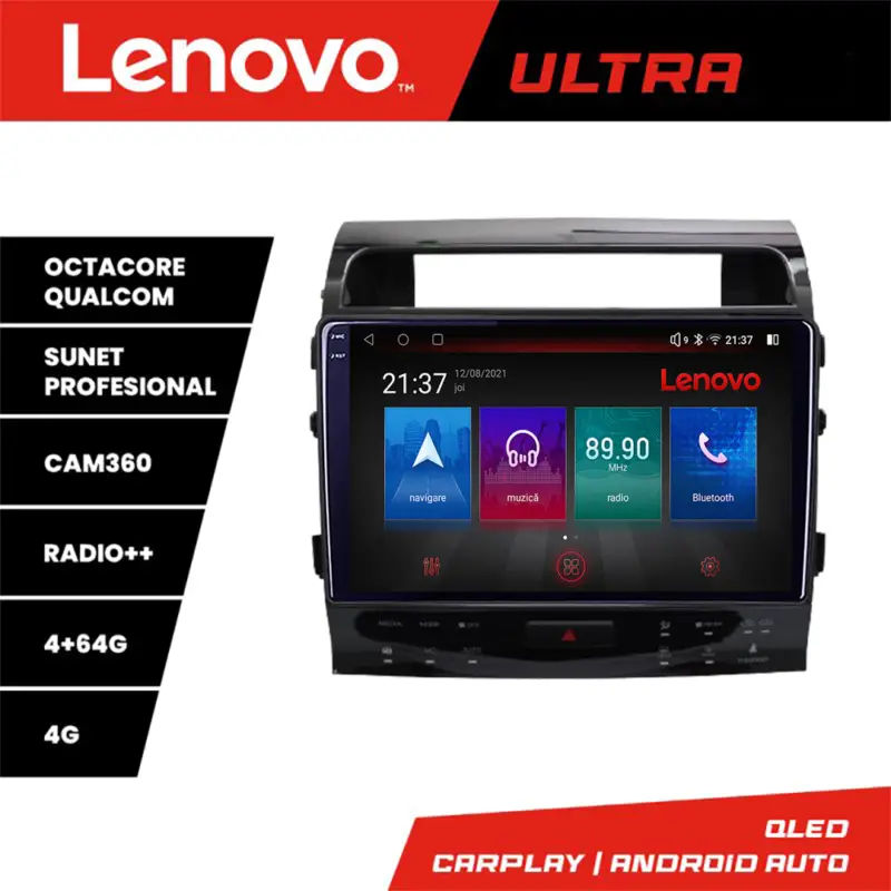 Navigatie Toyota Land Cruiser J150 2010-2018 Lenovo QLED 4GB+64GB 360 Disponibil imediat