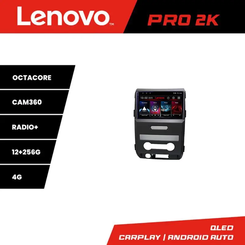 Navigație Ford F150 2008-2014 Lenovo QLED 2K Android 12+256GB Plată securizată