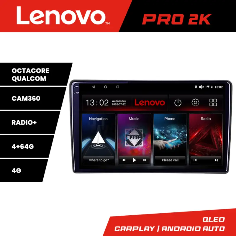 Reducere Navigatie Renault Trafic 2008-2012 Lenovo QLED 2K Android 4+64GB 360