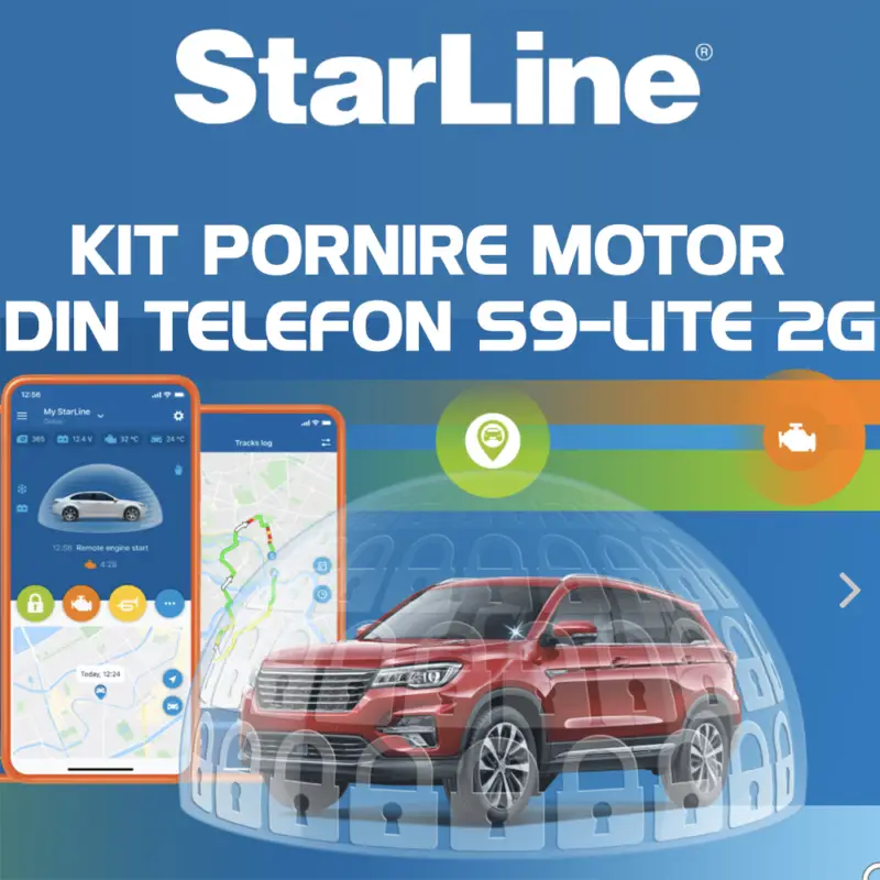 Kit pornire motor Dacia Sandero gen 1 2008-2011 cu aplicatie telefon 2G, montaj inclus Plată sigură