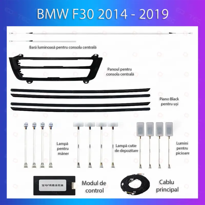 Lumini Ambientale BMW Seria 3 2014-2019 dedicat trimuri piano black control telefon sau sistem original Lichidare de stoc