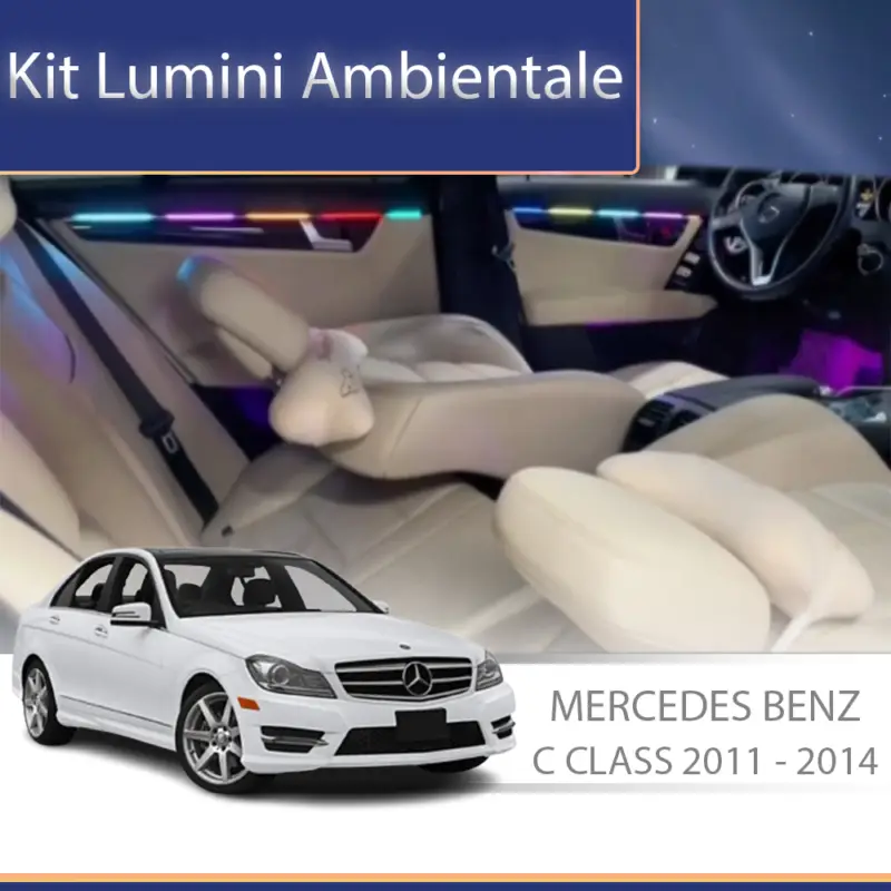 Kit lumini ambientale Mercedes W204 2011-2014, RGB, control telefon Retur ușor