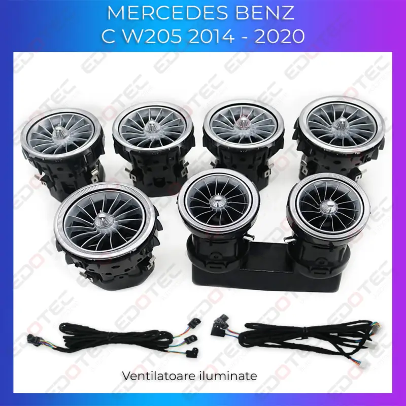 Lumini ambientale Mercedes W205 2014-2020 cu ventilatoare iluminate și control din telefon Cel mai bun preț