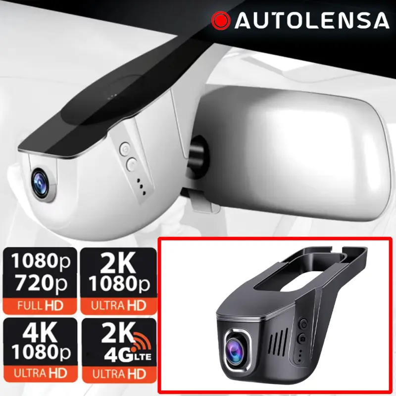 Doar azi Cameră DVR auto universală 1080p WiFi 24/7 Autolensa, negru