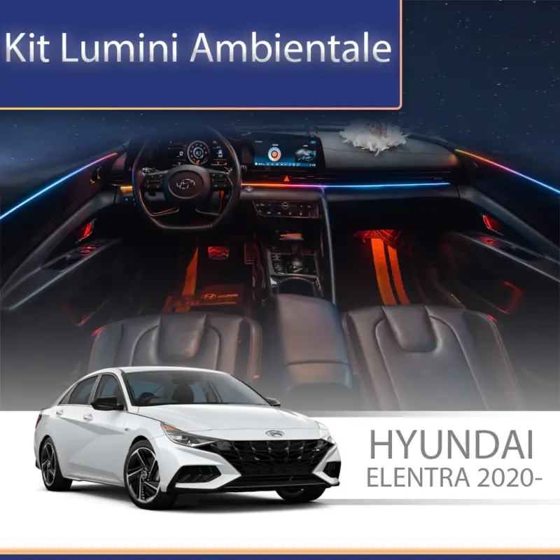 Kit lumini ambientale Hyundai Elantra 2020-2023, control din telefon Ieftin