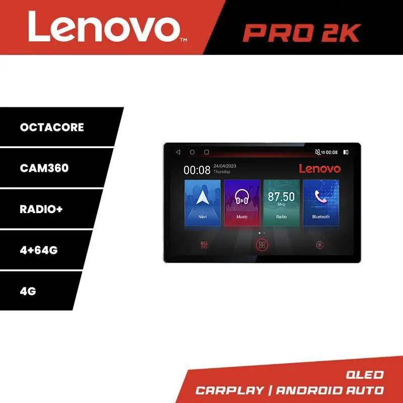 Navigație universală auto Lenovo PRO 2K 13 inch, 4GB RAM, 64GB, 4G, DSP Retur gratuit