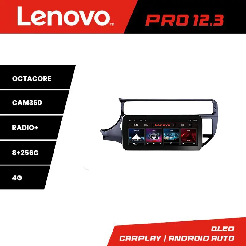 Reducere specială Navigație Android Lenovo PRO 12.3 inch QLED 8+256GB pentru Kia Rio 2014-2017