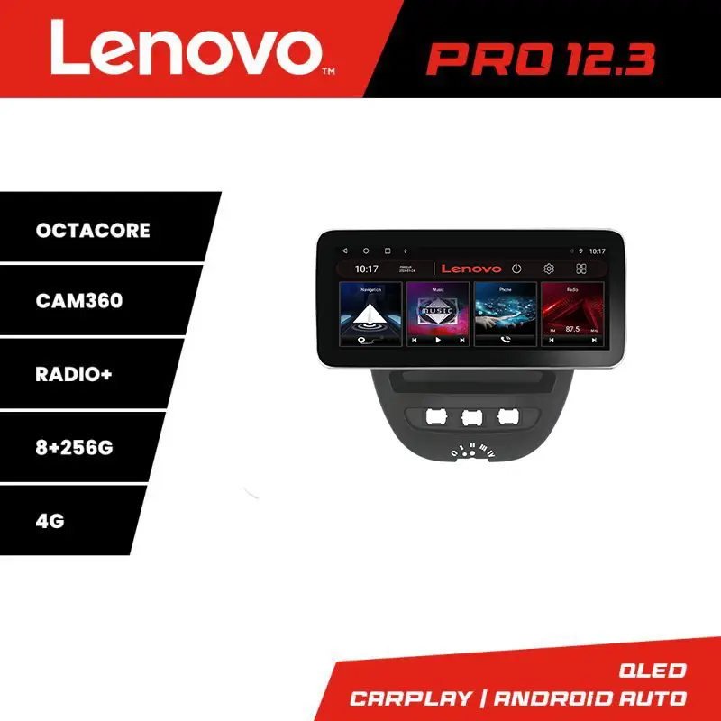 Navigație auto Lenovo PRO 12.3 pentru Citroen C1, Peugeot 107, Toyota Aygo Cel mai bun preț