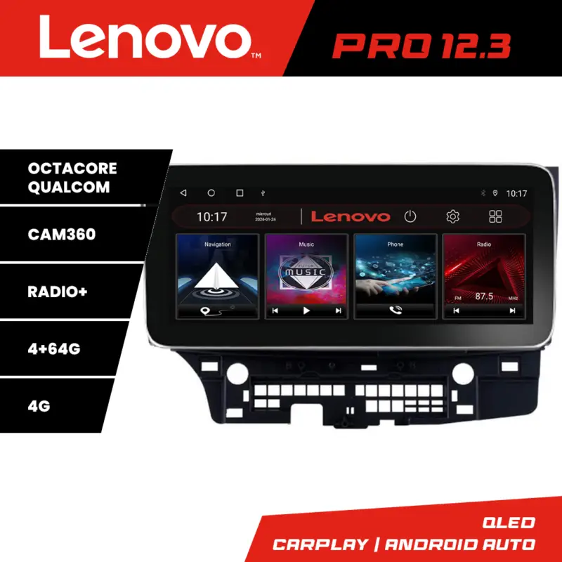 Navigație Mitsubishi Lancer 2008+ Lenovo Pro 12.3 QLED 4G GPS DSP 4+64GB Plată securizată