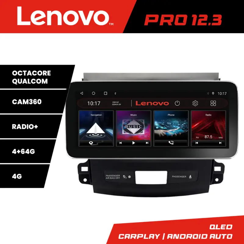 Navigație Mitsubishi Outlander 2007-2012 Lenovo PRO 12.3 QLED 4G 4+64GB Preferatul clienților