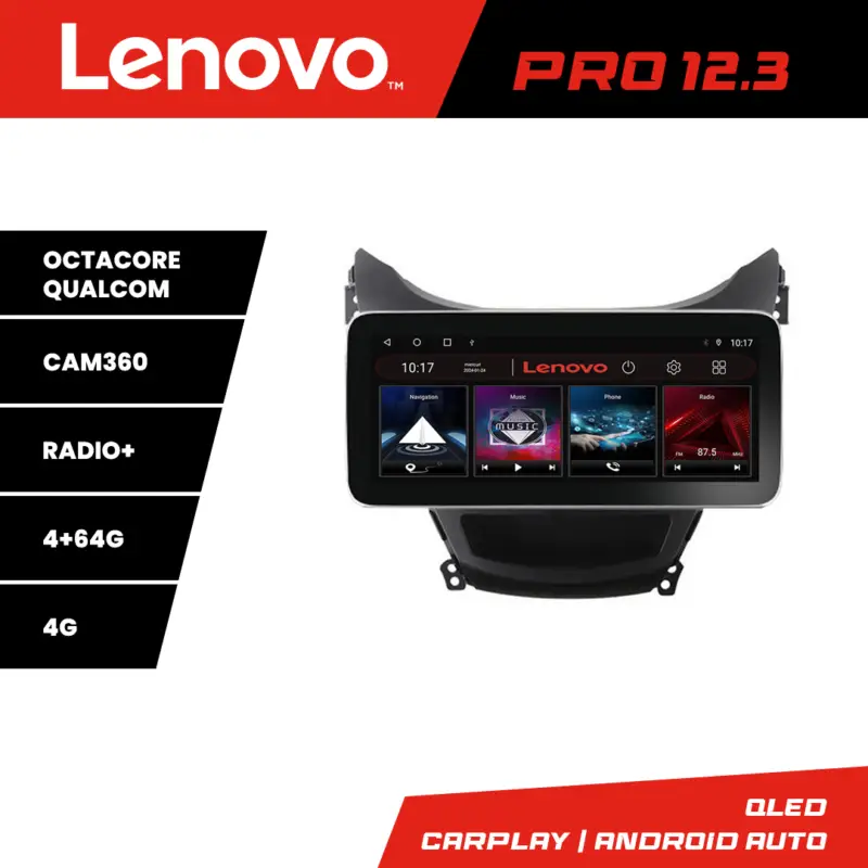 Noutate Navigație Hyundai Elantra 2011-2013 Lenovo PRO 12.3 QLED 4GB+64GB 4G