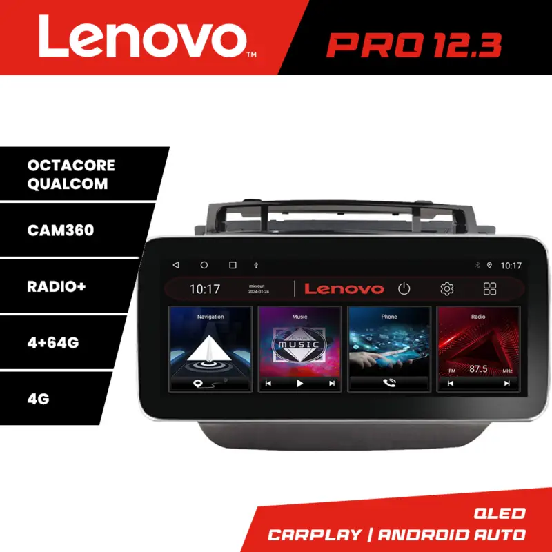 Navigatie VW Touareg 2012-2019 Lenovo PRO 12.3 QLED 4GB+64GB 4G DSP Promoție