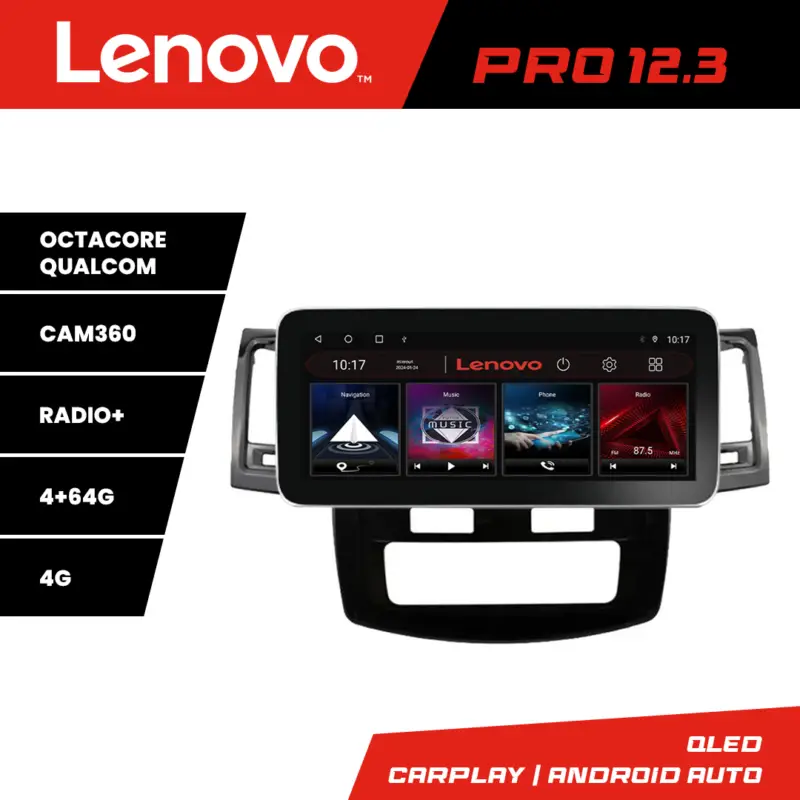Noutate Navigație Toyota Hilux 2008-2014 Lenovo PRO 12.3 QLED 4G GPS 4+64GB