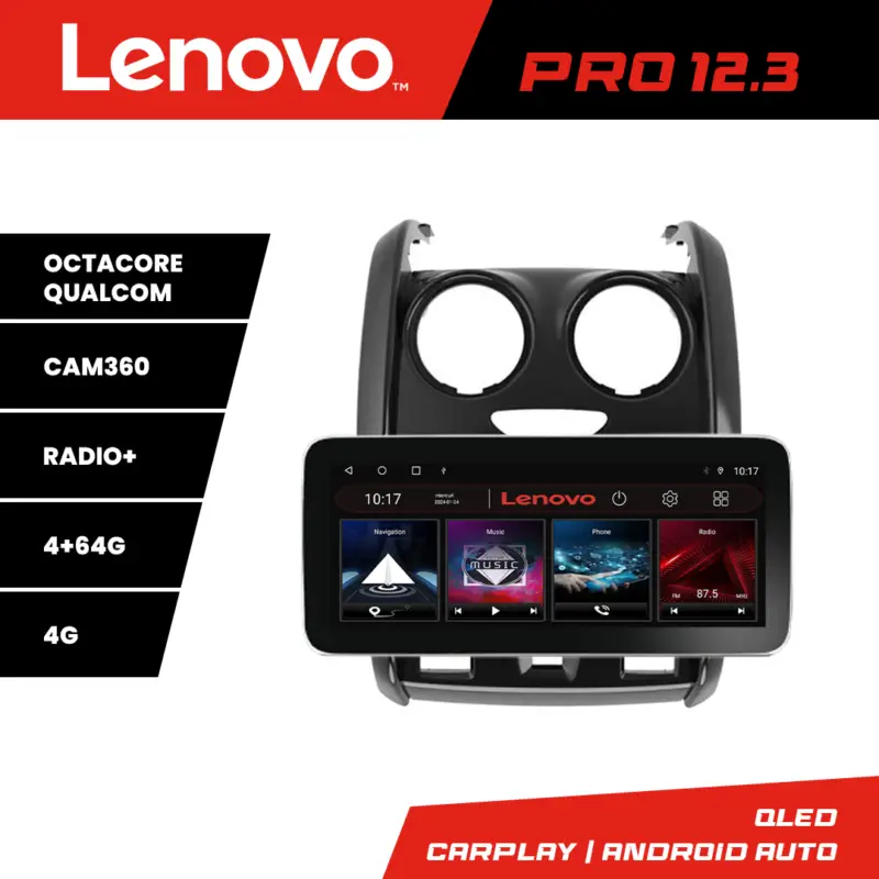 Navigație Dacia Duster 2012-2019 Lenovo Pro 12.3 QLED 4G 4GB+64GB Preț mic